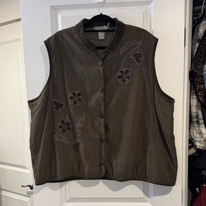 Brown Floral Embroidered Women's Vest